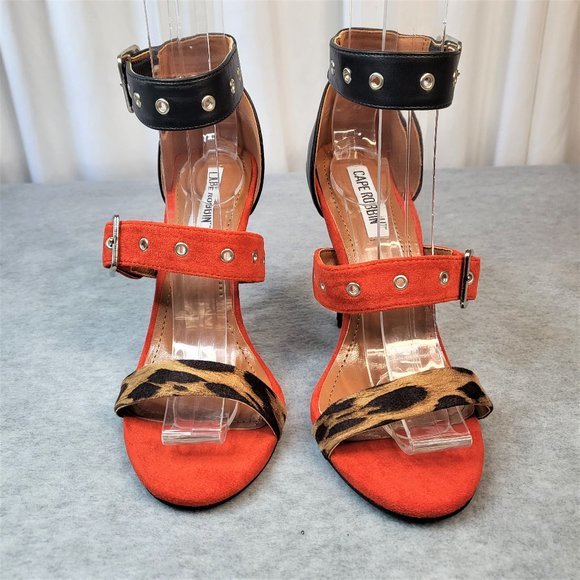 ☆ Cape Robbin 3 Straps Red, Black & Leopard 4.5" Stiletto Heels - Picture 2 of 10